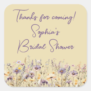 Sticker Carré Fleurs sauvages violettes Floral Faveurs de douche