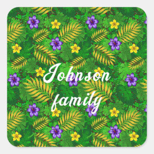 Sticker Carré fleurs tropicales