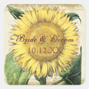 Sticker Carré Fleurs vintages - Mariage de automne d'automne