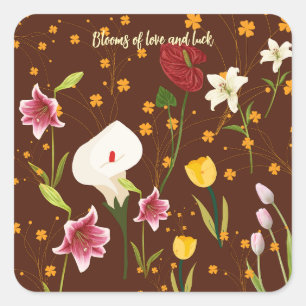 Sticker Carré Fleurs vives