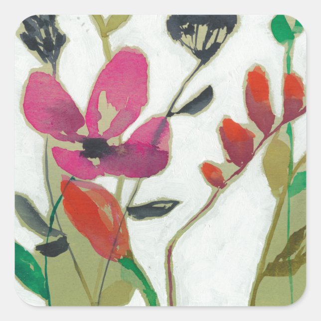 Sticker Carré Fleurs vives I (Devant)