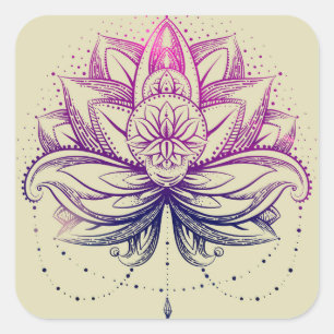 Sticker Carré Flo pourpre doux élégant d'aquarelle Lotus/lis