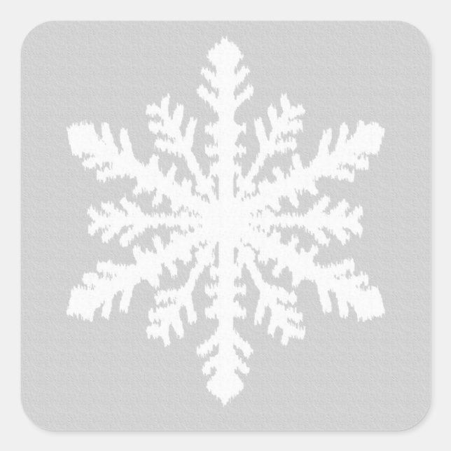 Sticker Carré Flocon de neige Ikat - gris et blanc argenté (Devant)
