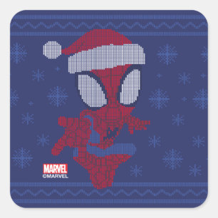 Sticker Carré Flocon de neige Spidey pour les fêtes en tricot gr
