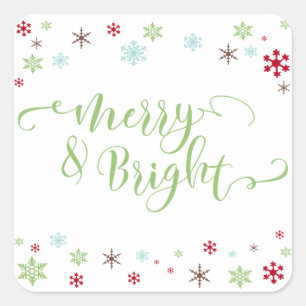 Sticker Carré Flocon de neige Whimsy Merry & Bright, Type vert p