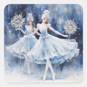 Sticker Carré Flocons de neige du ballet Casse-Noisette