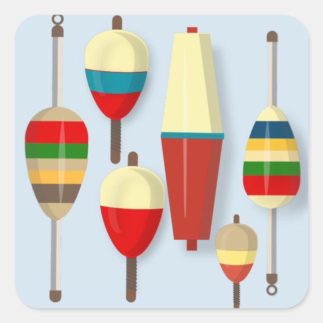 Sticker Carré Flocons de pêche / Bobbers (Devant)