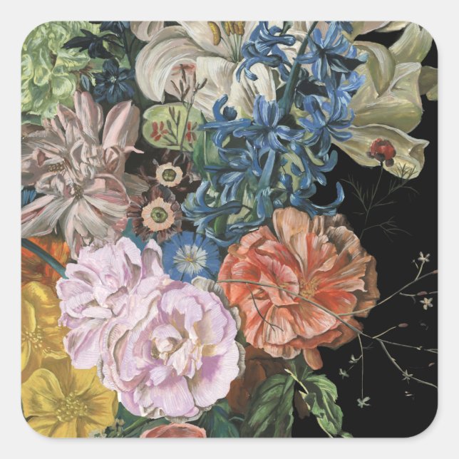 Sticker Carré Floral baroque - Bouquet (Devant)