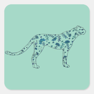 Sticker Carré Floral cheetah