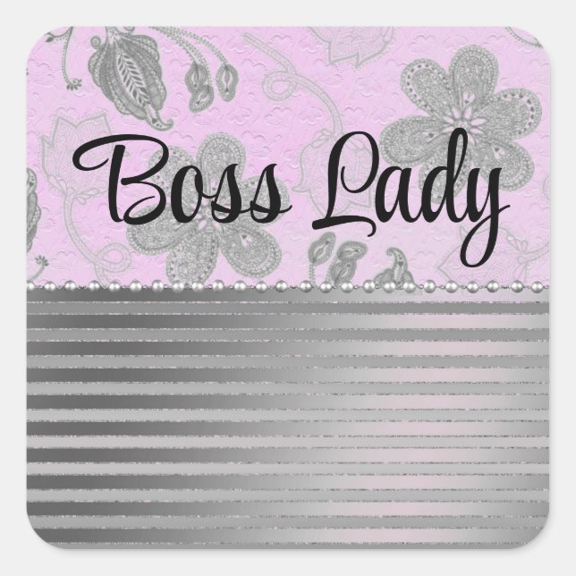 Sticker Carré floral chic "Boss Lady" (Devant)