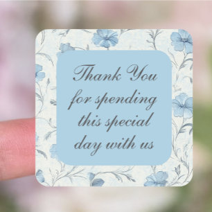 Sticker Carré Floral Country Garden Merci de mariage élégant