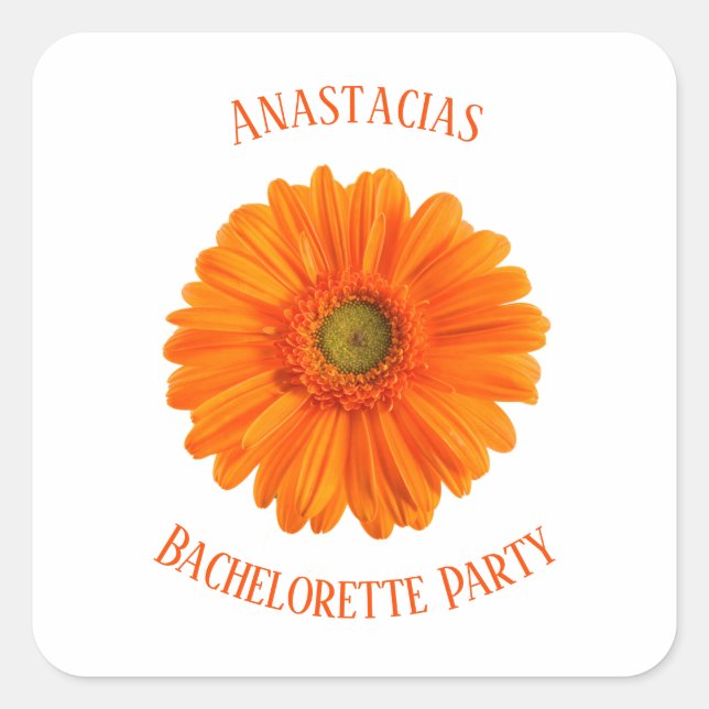 Sticker Carré Floral Daisy Bachelorette Party personnalisé (Devant)