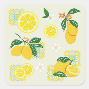Sticker Carré Floral de citron