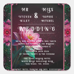 Sticker Carré Floral Lotus Mariage Suite   Starry Night Romance
