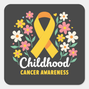 Sticker Carré Floral Sensibilisation au cancer chez les enfants 