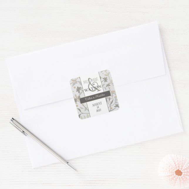 Sticker Carré Floral Sprigs Plutôt Personnalisé Inspirivity tend (Enveloppe)