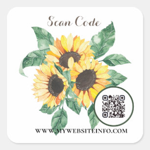 Sticker Carré Floral Sunflower QR Code