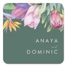 Floral tropical coloré | Phoques d'enveloppe verte