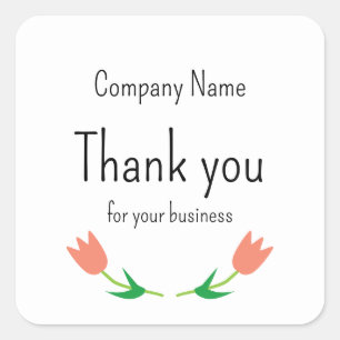 Sticker Carré Flore de Merci d'affaires personnalisé