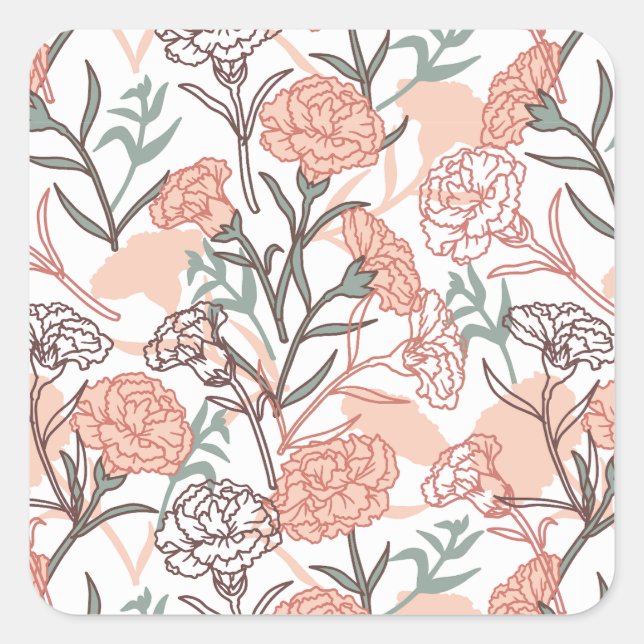 Sticker Carré Flore inspirée par la nature : Motif de fleurs de  (Devant)