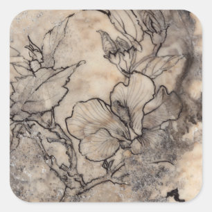 Sticker Carré Flore tatouée I