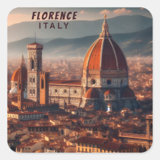 Sticker Carré Florence Duomo Père Noël Maria del Fiore Italie Vo