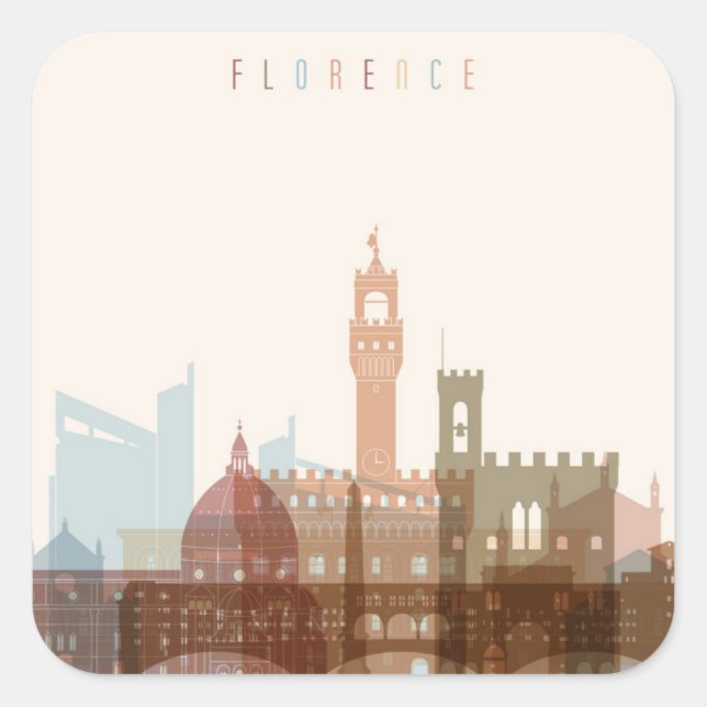 Sticker Carré Florence, Italie | Ville Skyline (Devant)