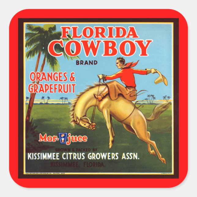 Sticker Carré Floriday Cowboy (Devant)