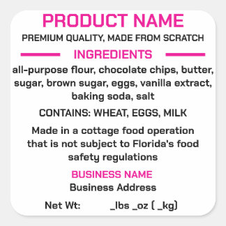 Sticker Carré FLORIDE Autocollant/Étiquette de la loi sur les al
