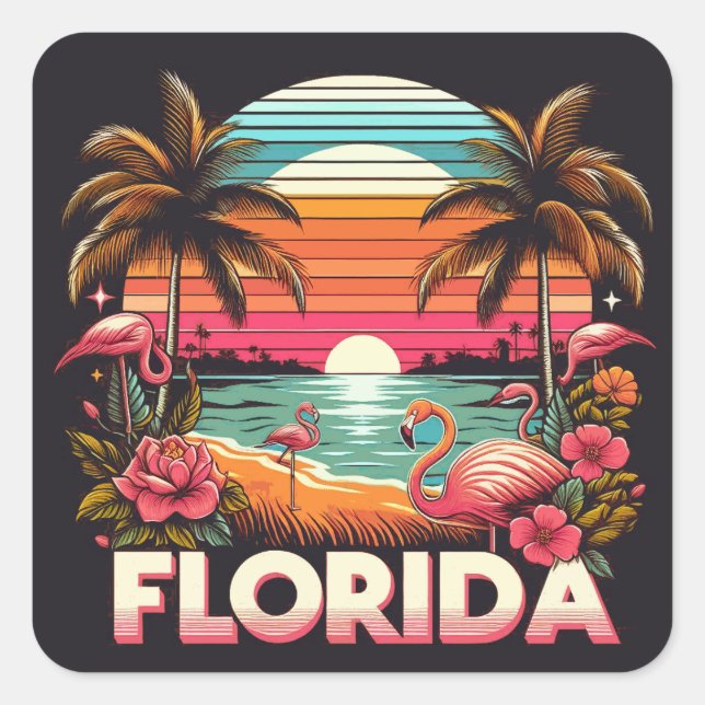 Sticker Carré Floride vintage (Devant)