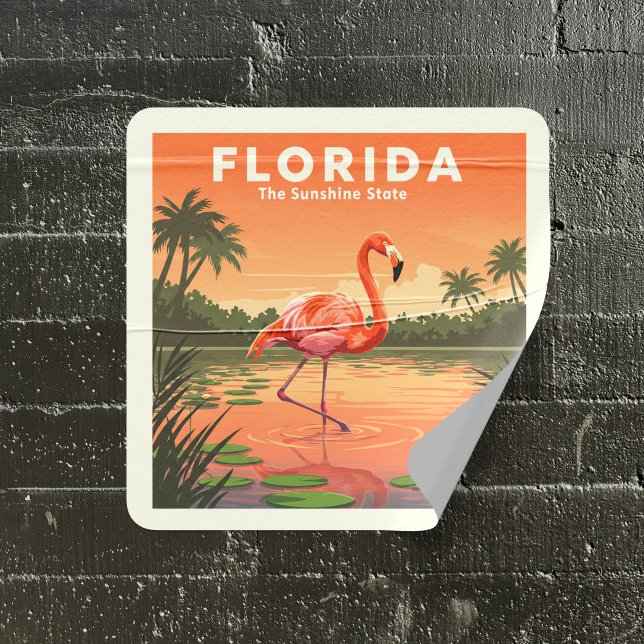 Sticker Carré Floride vintage (Créateur téléchargé)