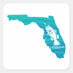 Sticker Carré Floride Wave Fishing
