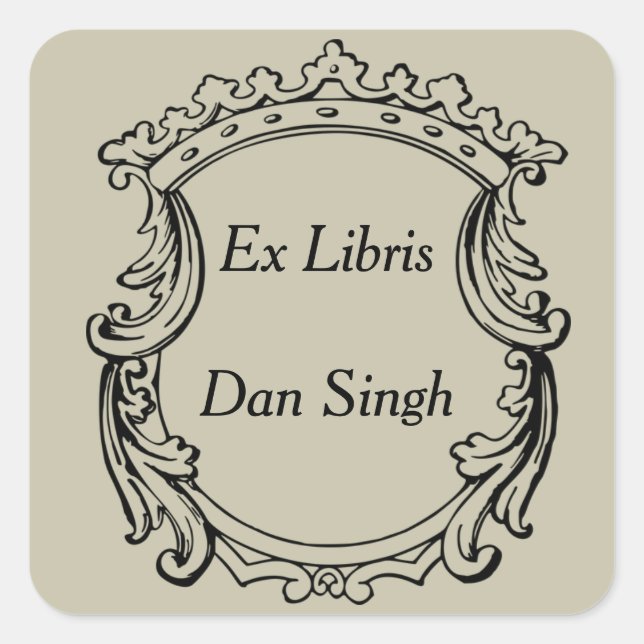 Sticker Carré Flourish Classique de Couronne Royale (Devant)