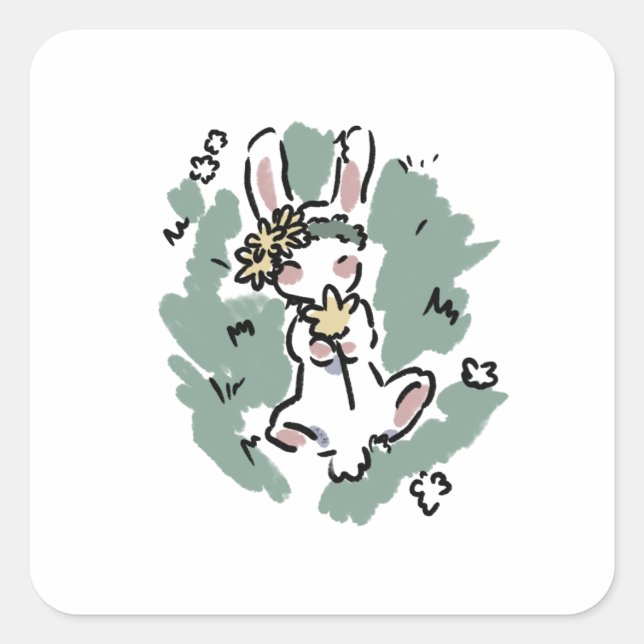 Sticker Carré Flower Bunny  (Devant)