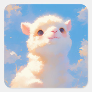 Sticker Carré Fluffy Alpaca Wonder