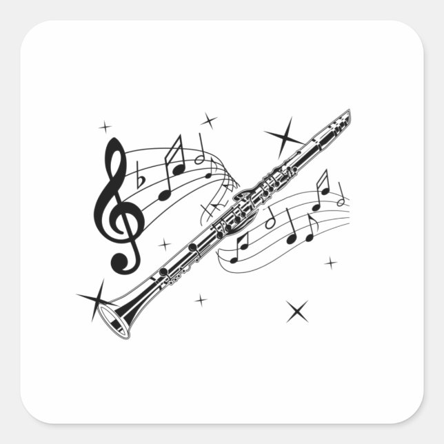 Sticker Carré Fluth Music| Cadeau d'instruments musicaux Flutist (Devant)