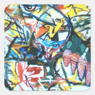 Sticker Carré Flux aérien Abstrait Jeff Hankamer Artjunkhaus