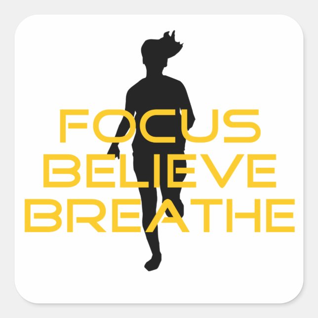 Sticker Carré Focus Croire Respirer Jaune Courir Fitness (Devant)