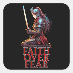 Sticker Carré Foi sur la peur Femmes chrétiennes Guerrier Motiva
