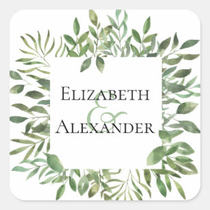 Sticker Carré Foliage simple/ Mariage Carré personnalisé