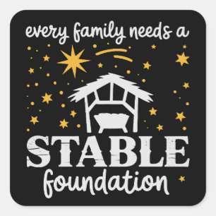 Sticker Carré Fondation chrétienne stable de la famille Jésus No