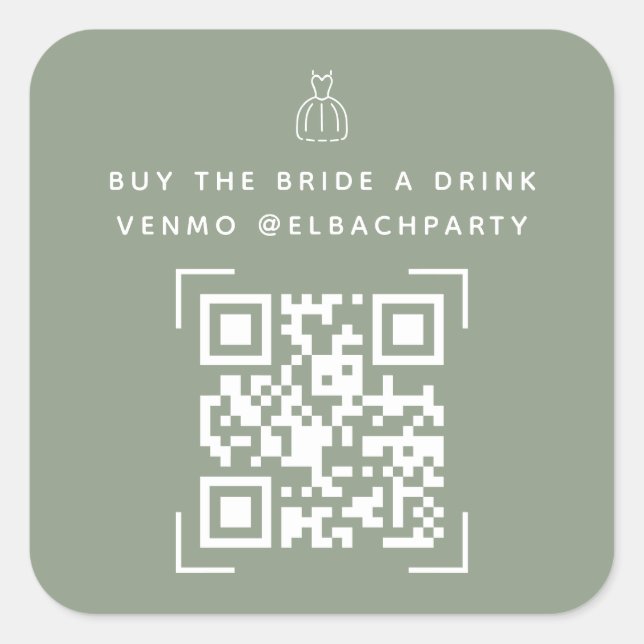 Sticker Carré Fonds Bachelorette | Acheter L'Épouse Un Verre (Devant)