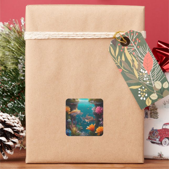 Sticker Carré fonds marins (vacances)