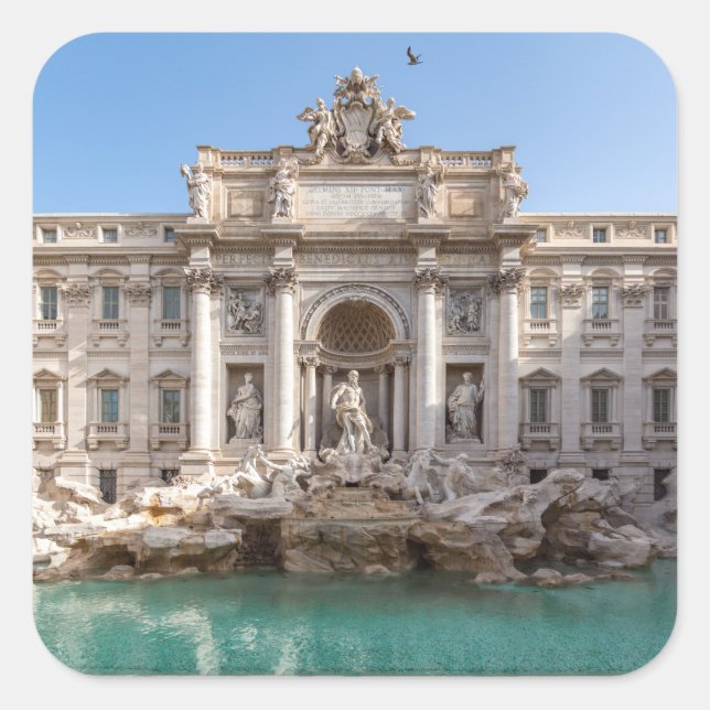 Sticker Carré Fontaine de Trevi tôt le matin - Rome, Italie (Devant)