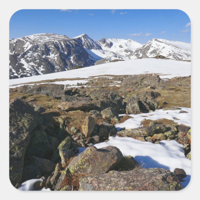 Sticker Carré Fonte de neige sur les Rocheuses (Devant)