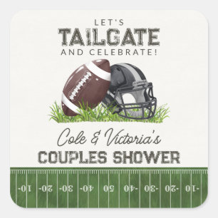 Sticker Carré Football Barbecue entre amis & Célébrez les Touchd