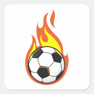 Sticker Carré Football en feu