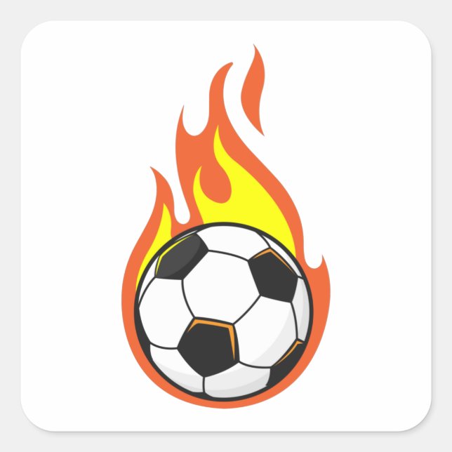 Sticker Carré Football en feu (Devant)