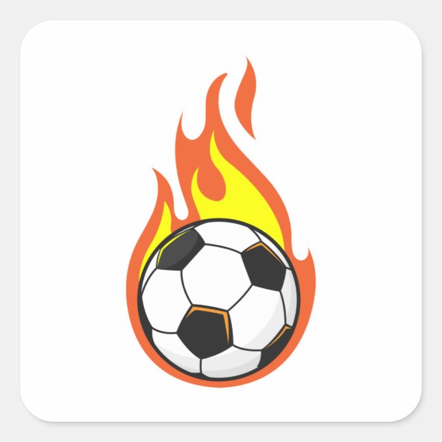 Sticker Carré Football en feu (Devant)
