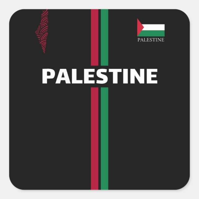 Sticker Carré Football en Palestine libre - équipe du drapeau (Devant)